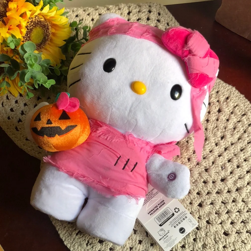 Pink and White Hello Kitty Halloween Plush with Pumpkin Side Stepper - Picture 8 of 8